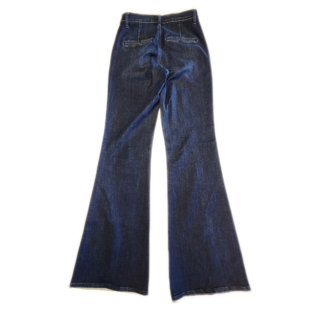 Express Dark Blue Wash Mid Rise 70s Flare Jeans, 0R - Picture 3 of 8